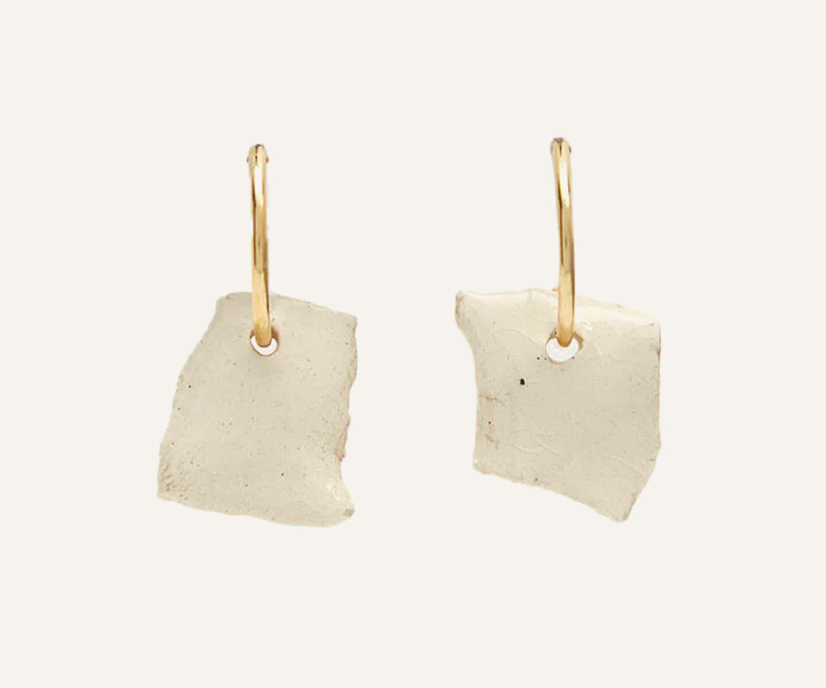 Asymmetrical Bits Hoop Earrings in Green